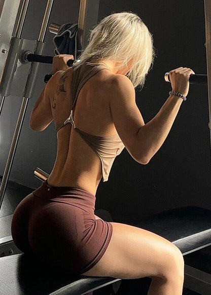 Hot Black Sequined Backless Gymshark Sports Bra