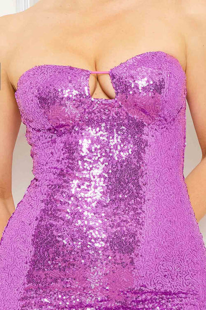 Symphony Dress - Sequin Tube Top Asymmetrical Dress