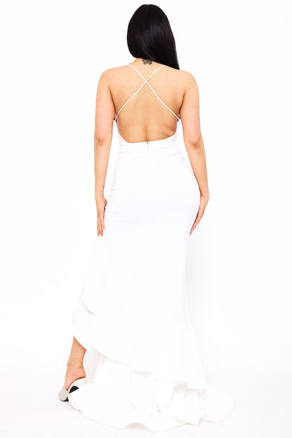 Symphony Dress - Layer Ruffle Train Detailed Maxi Dress