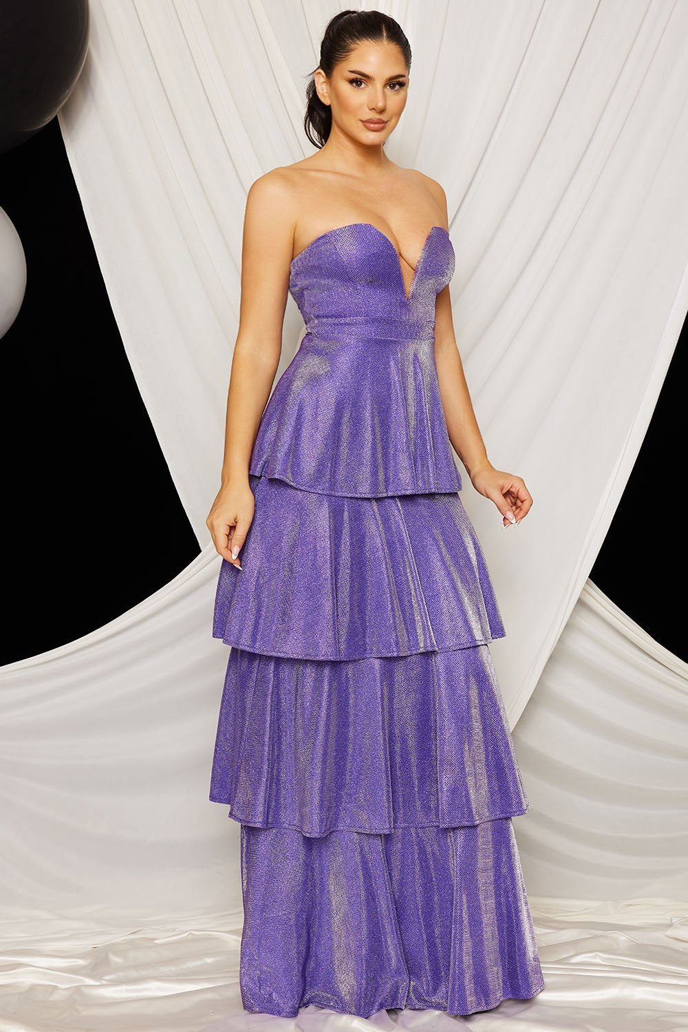 Symphony Dress - Shimmer Metallic Layered Maxi Dress