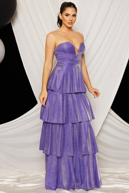 Symphony Dress - Shimmer Metallic Layered Maxi Dress