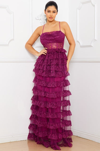 Symphony Dress - Ruffle Layer Lace Maxi Dress