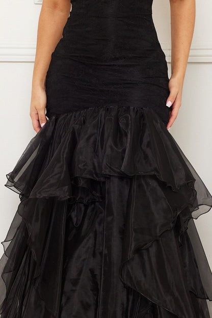 Symphony Dress - Lace And Chiffon Ruffle Mermaid Maxi Dress