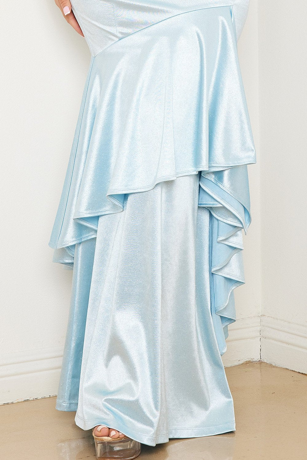 Symphony Dress - Satin Asymmetrical Mermaid Maxi Dress