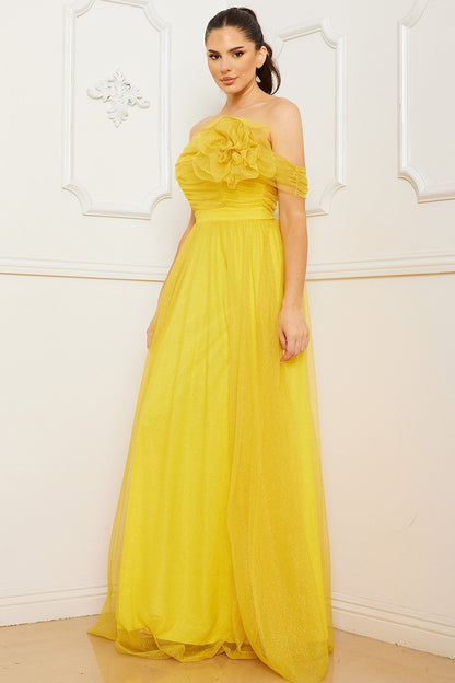 Symphony Dress - Glitter Mesh Tube Top Maxi Dress