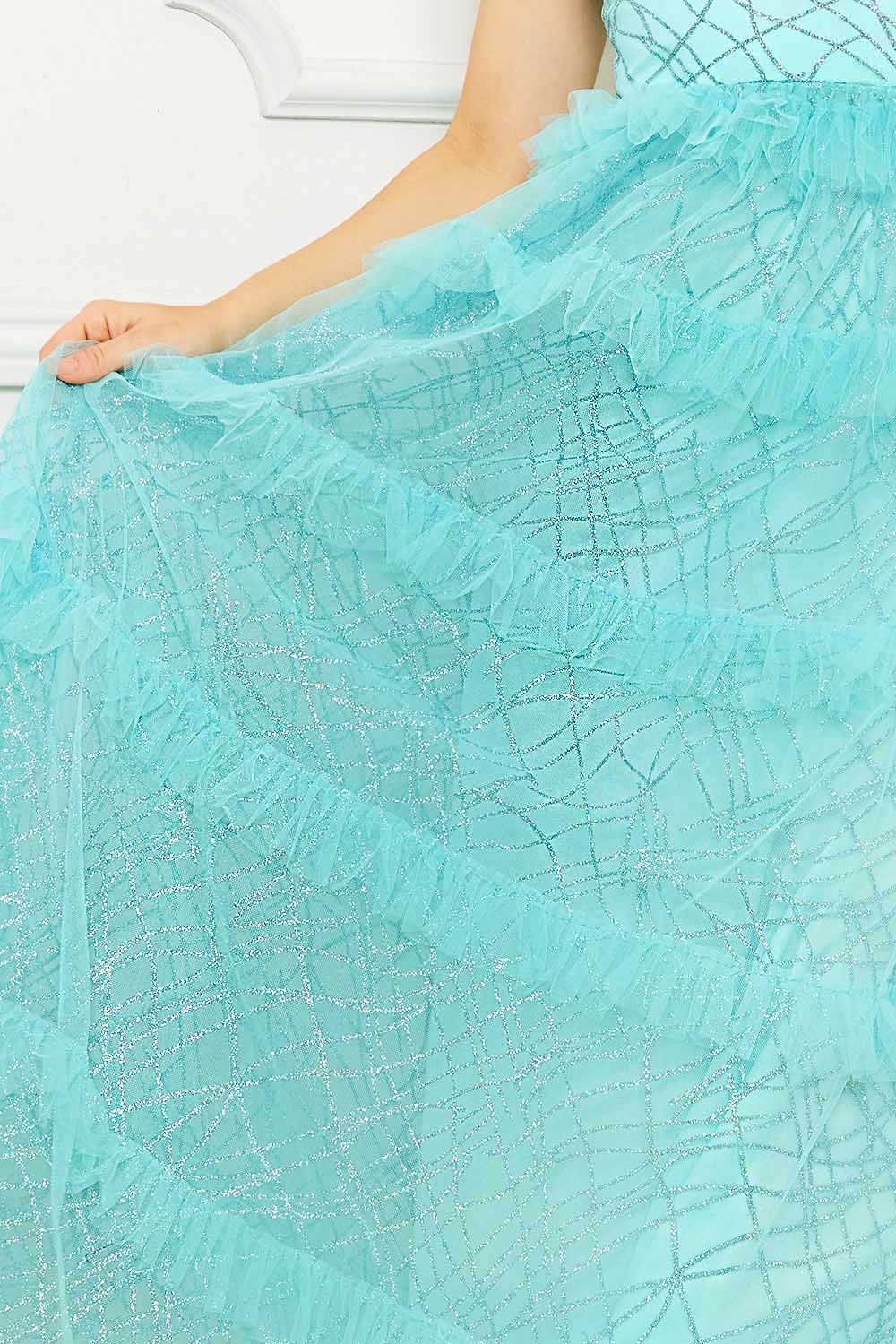Symphony Dress - Geo Print Mesh Layered Maxi Dress