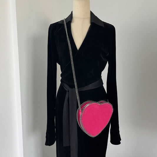 Stella McCartney heart shaped faux leather pink crossbody bag