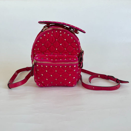 Valentino Pink Velvet Rockstud Backbag