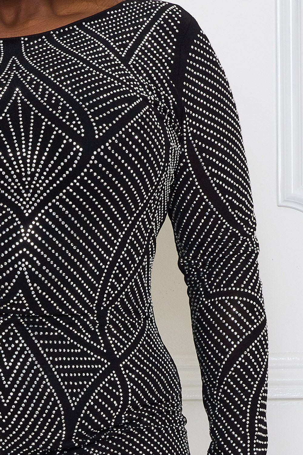 Symphony Dress - Rhinestone Front And Back Plus Size Night Out Midi Dress