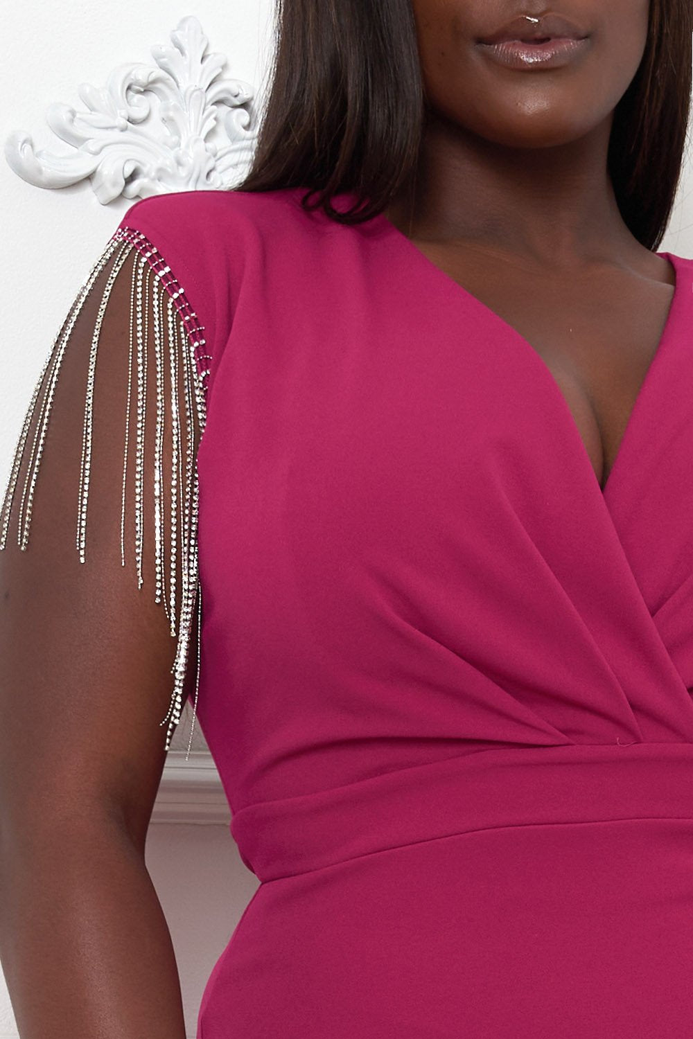 Symphony Dress - Metal Chain Fringe Slleve Plus Size Night Out Mini Dress