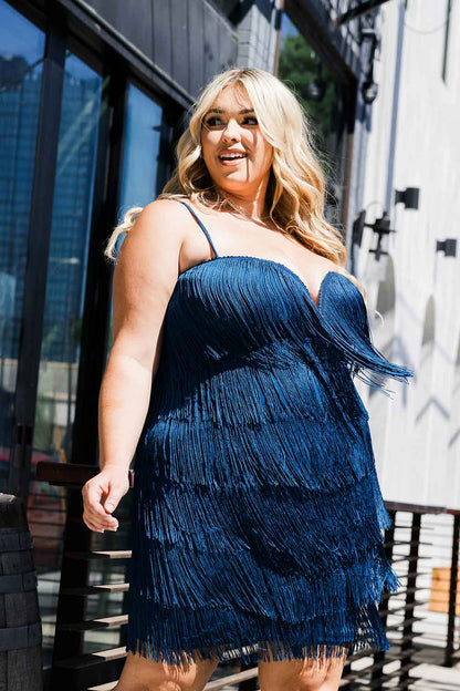 Plus Size Night Out Symphony Dress - Layered Fringe Mini Dress