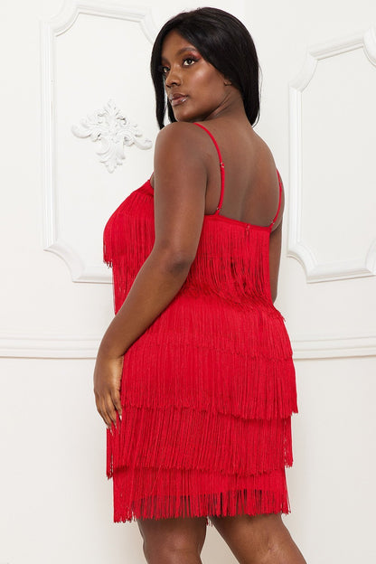 Plus Size Night Out Symphony Dress - Layered Fringe Mini Dress