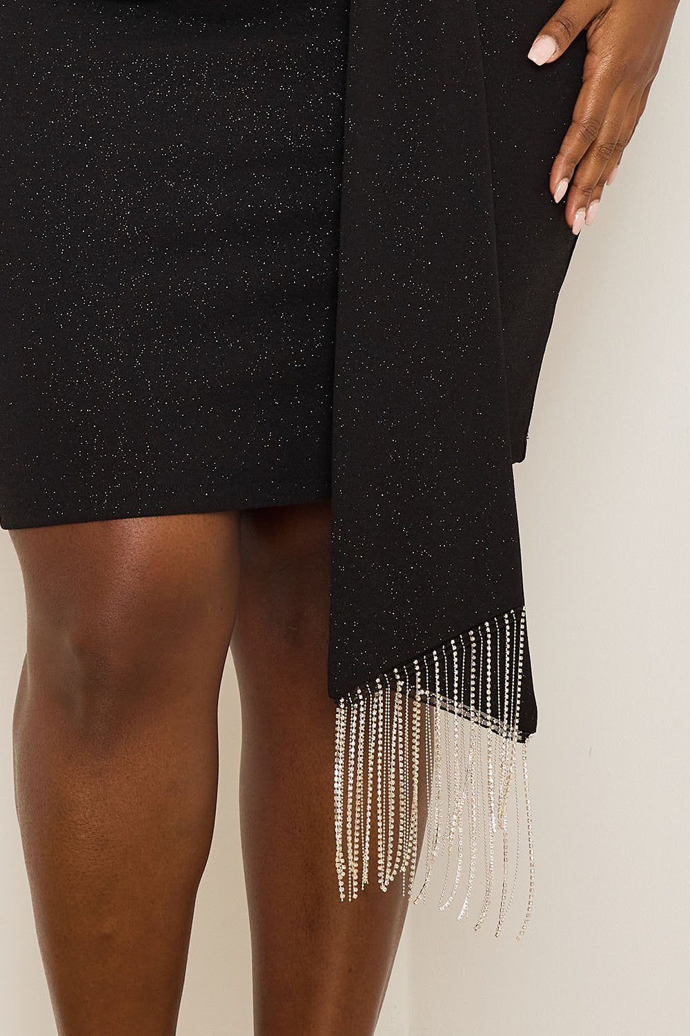 Symphony Dress - Rhinestone Fringe Wrap Waist Mini Dress