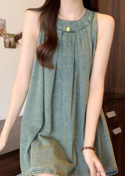 Italian Blue Oversized Denim Tanks Sleeveless