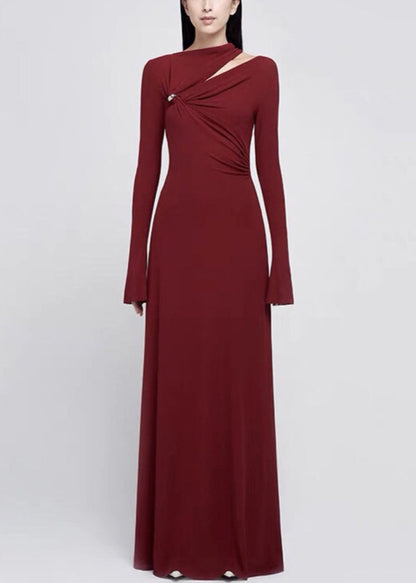 Italian White Asymmetrical Hollow Out Knitting Cotton Maxi Dress Fall