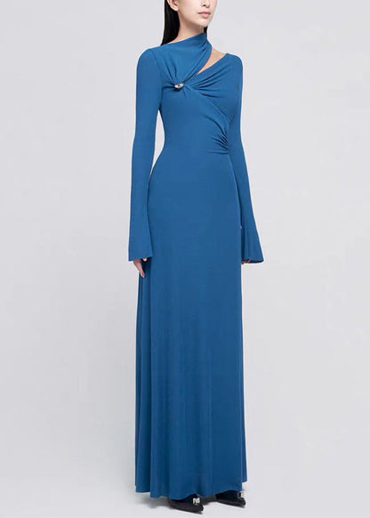 Italian White Asymmetrical Hollow Out Knitting Cotton Maxi Dress Fall
