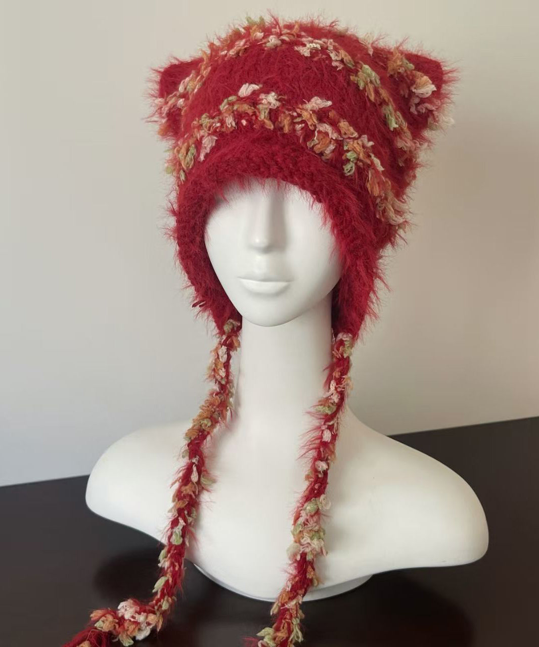Japanese Style Red Cute Knitted Warm Ear Protection Hat