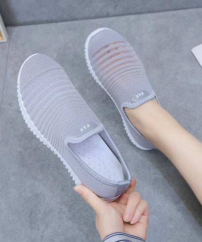 Knit Fabric Flat Shoes For Women Hollow Out Flat Shoes