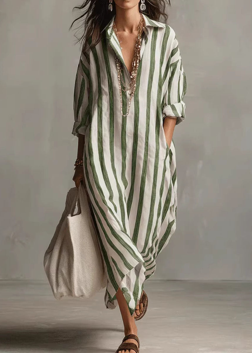 Loose Blue Striped Summer Dress Holiday Outfits