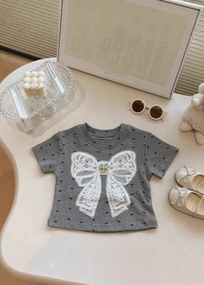 Lovely Print Kids Top And Skirts Two Piece Set Short Sleeve