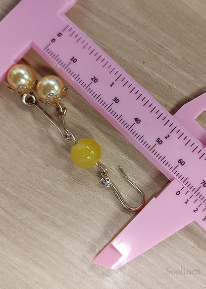 Modern Champagne Pearl Zircon Long Drop Earrings