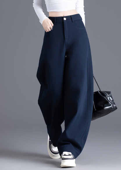 Modern Red Pockets High Waist Denim Pants Spring