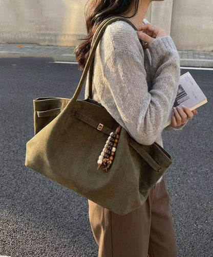 Modern Solid Durable Large Capacity Fine Suede Satchel Handbag