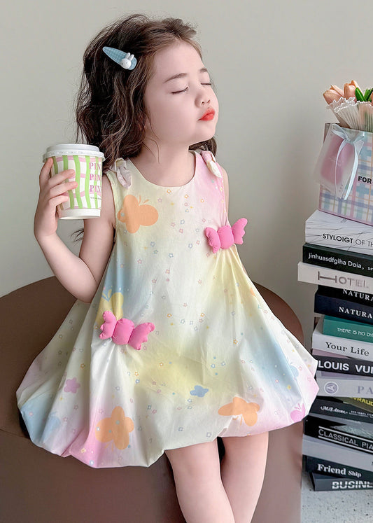Modern Tie Dye Butterfly Cotton Baby Girls A Line Dresses Summer
