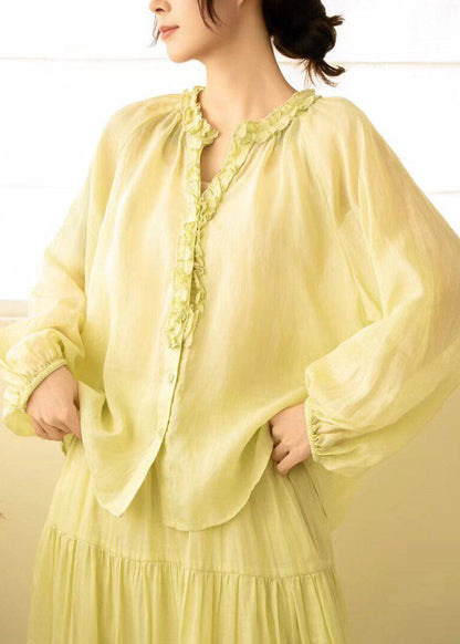 Modern White V Neck Patchwork Linen Shirt Fall