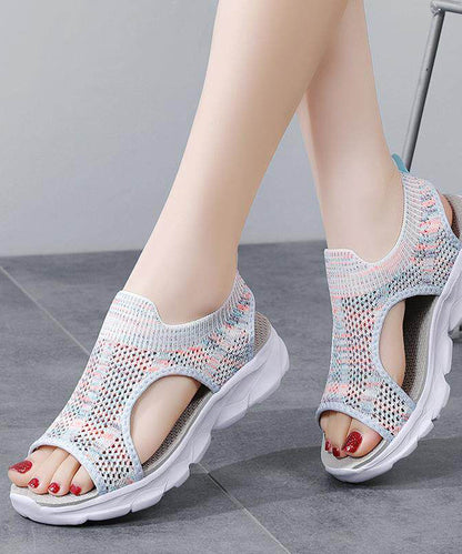 Multicolour Sandals Knit Fabric Elegant Hollow Out Sandals