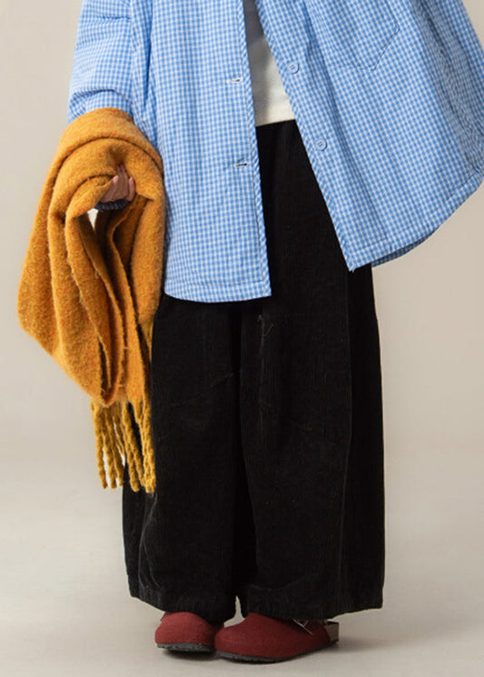 Natural Black High Waist Corduroy Solid Wide Leg Pants Spring