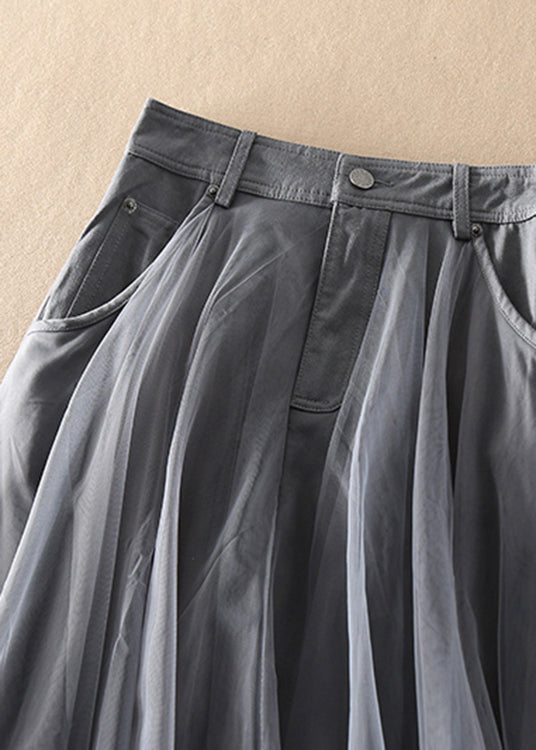 Natural Print5 high waist Patchwork Tulle Skirts Spring