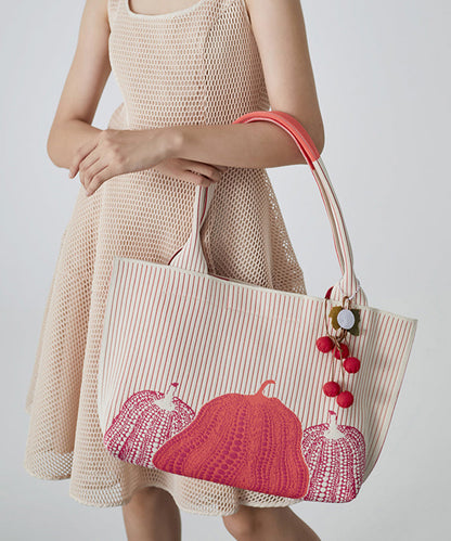 Natural Pink Jacquard Solid Durable Cotton Women Handbags