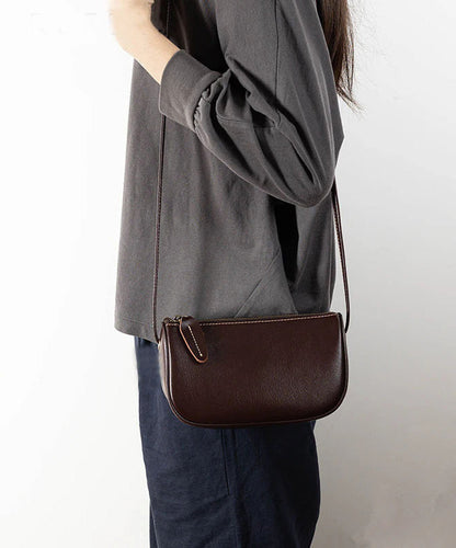 New Casual Coffee Versatile Calf Leather Crossbody Bag