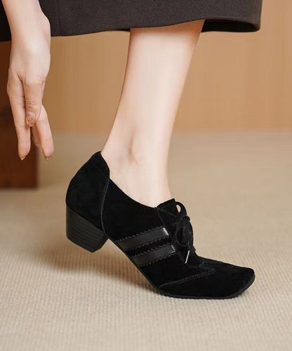 New Casual Splicing Chunky Shoes Red Suede Lace Up