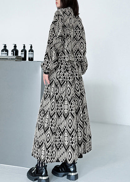 New Embroidered High Collar Print Top And Skirt Two Piece Set For Autumn
