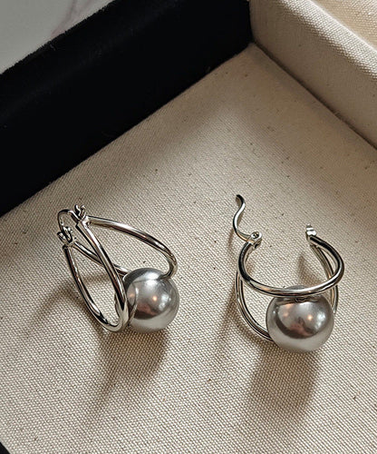 New Fashion Geometric Line Pearl Earrings Buckle