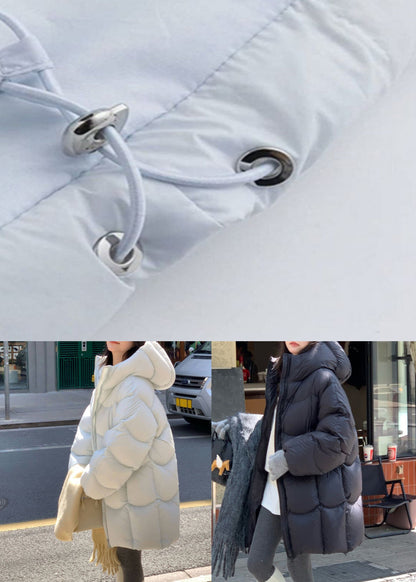 New Light Blue Hooded Zippered Pockets Duck Down Down Coats Winter