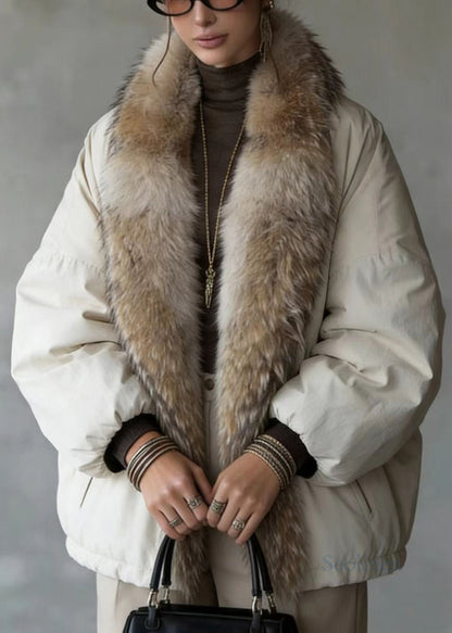 New Pockets Fur Collar Patchwork Fine Cotton Filled Coat Winter
