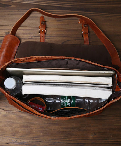 New Retro Brown Solid Durable Leather Messenger Bag