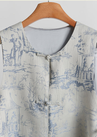 New Retro Grey Jacquard Cotton Two Pieces Set Fall