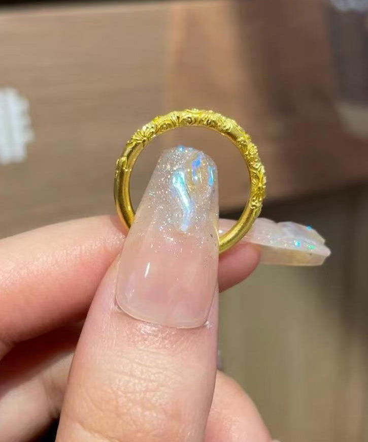 Novelty Gold Ancient Gold Bauhinia Rings