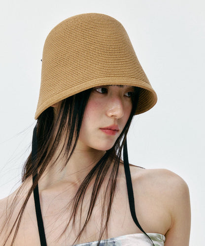 Original Design Bow Tie Tied Straw Woven Bucket Hat