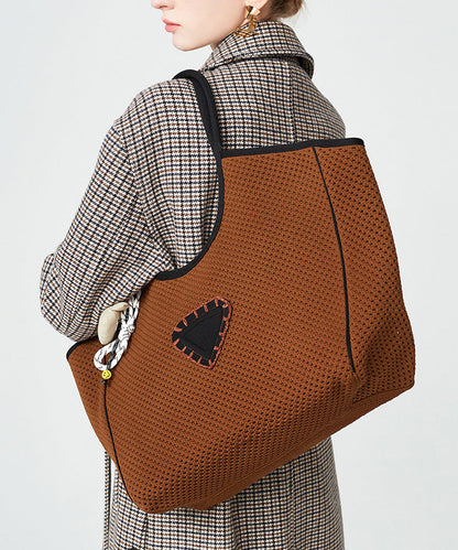 Original Design Chocolate Patchwork Large Capacity Cotton Women Handbag