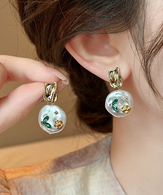 Original Design Gold Copper Alloy Pearl Drop Earrings