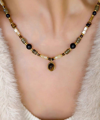 Original Design Luxury Tiger's Eye Agate Pendant Necklace