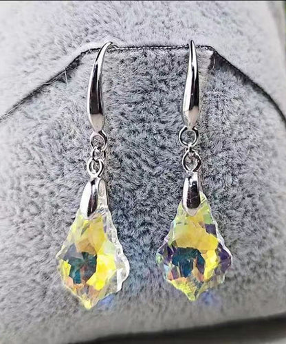 Original Design Purple Sterling Silver Crystal Drop Earrings