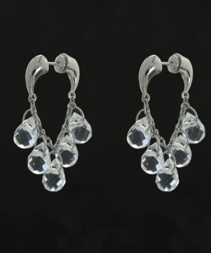 Oversize Silk Copper Overgild Crystal Water Droplet Hoop Earrings