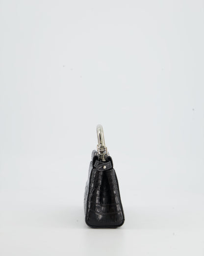 *FIRE PRICE* Fendi Black Exotic Micro Mini Peekaboo Bag with Silver Hardware