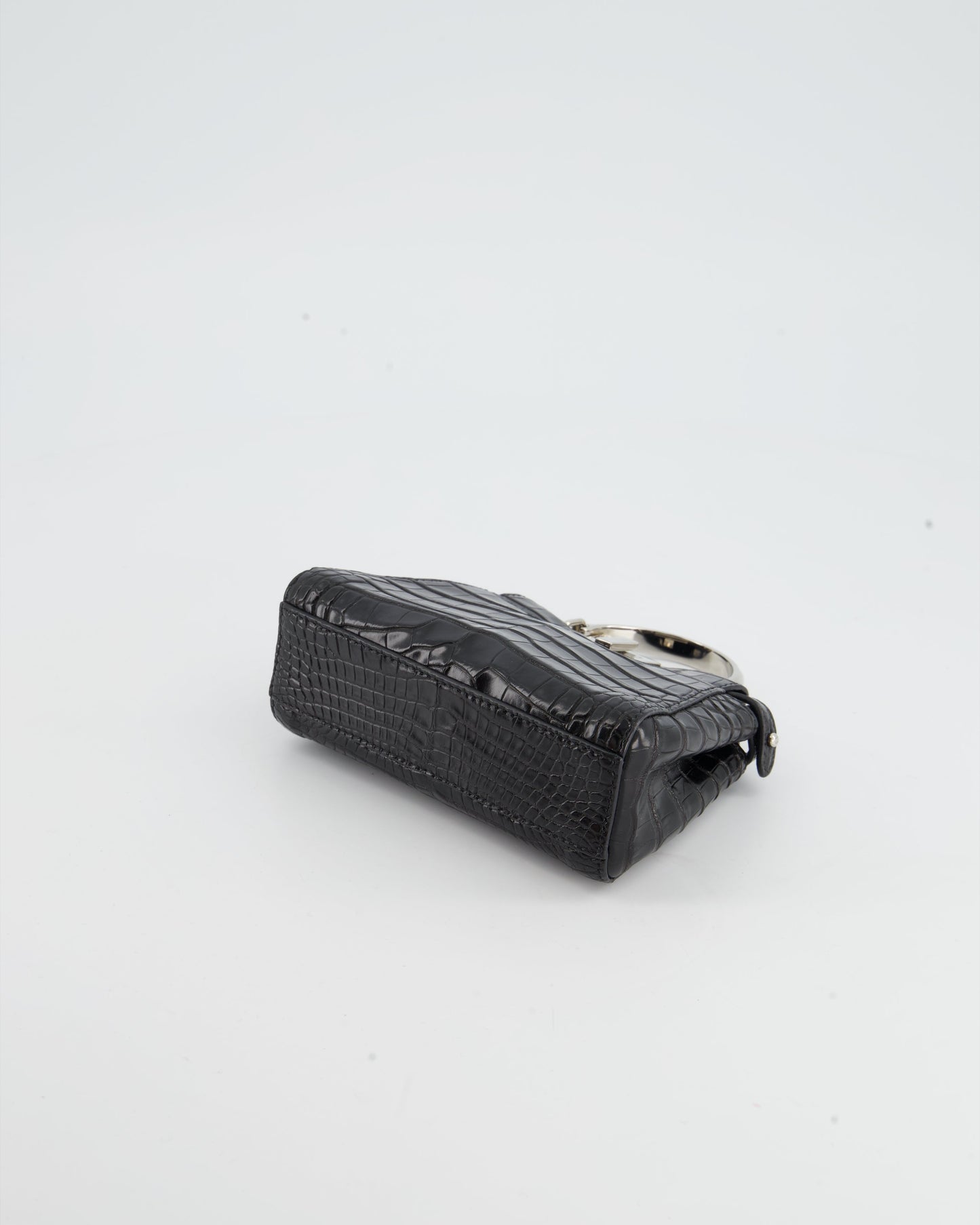 *FIRE PRICE* Fendi Black Exotic Micro Mini Peekaboo Bag with Silver Hardware
